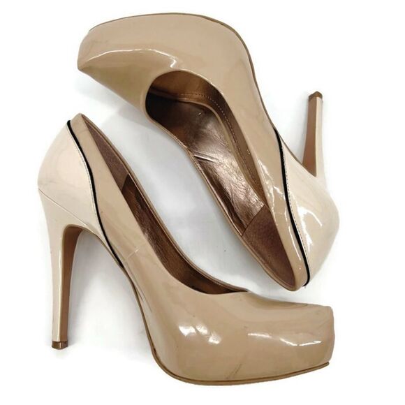 Bcbg Generation Paeyton Pumps Stiletto Platform Patent Leather Heels Neutral 6.5 - Picture 1 of 11